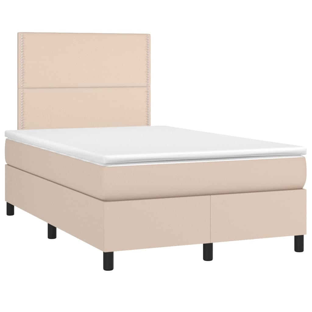 vidaXL Box spring postel matrace a LED cappuccino 120x190cm umělá kůže