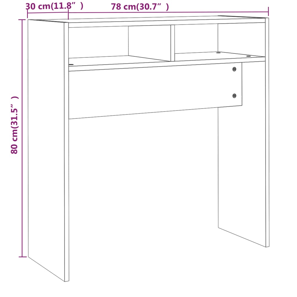 vidaXL Konzolový stolek šedý sonoma 78 x 30 x 80 cm kompozitní dřevo