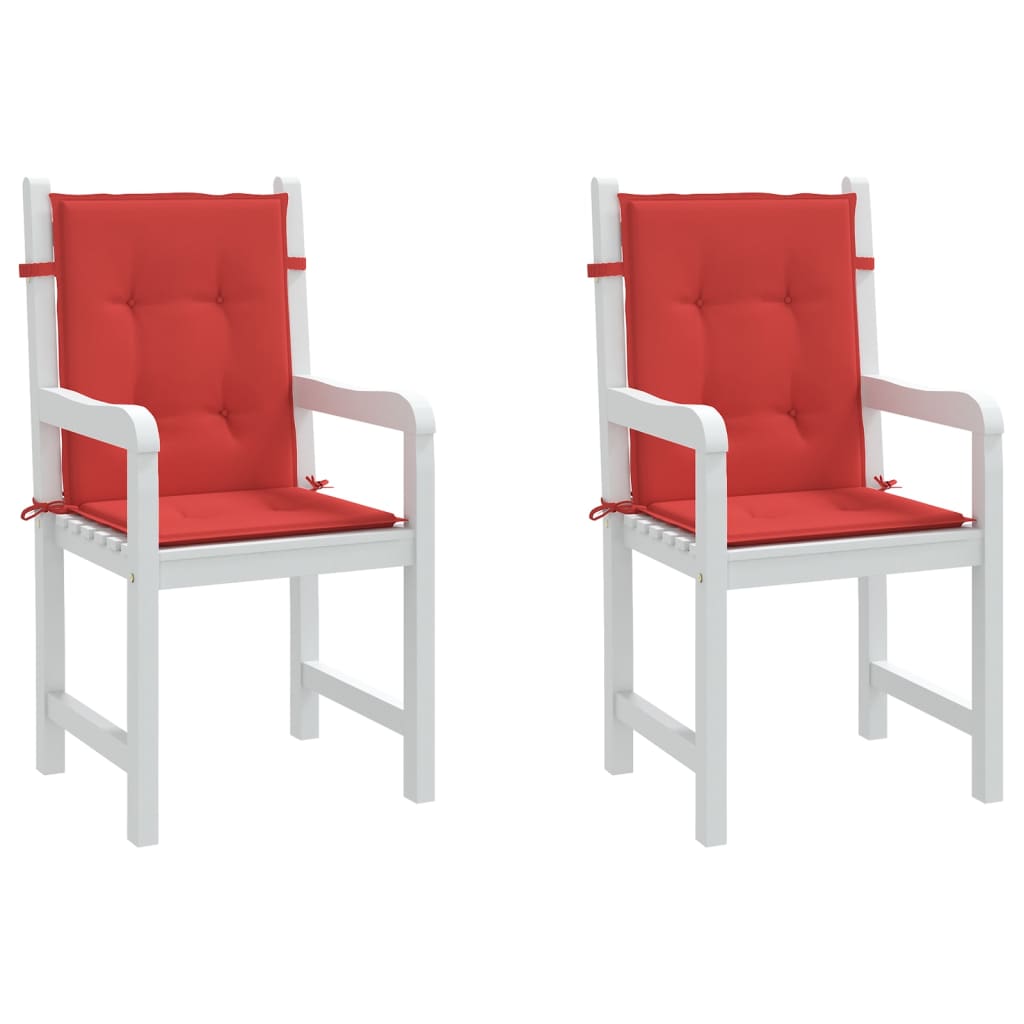 vidaXL Podušky na židli nízké opěradlo 2 ks červené 100x50x3 cm oxford
