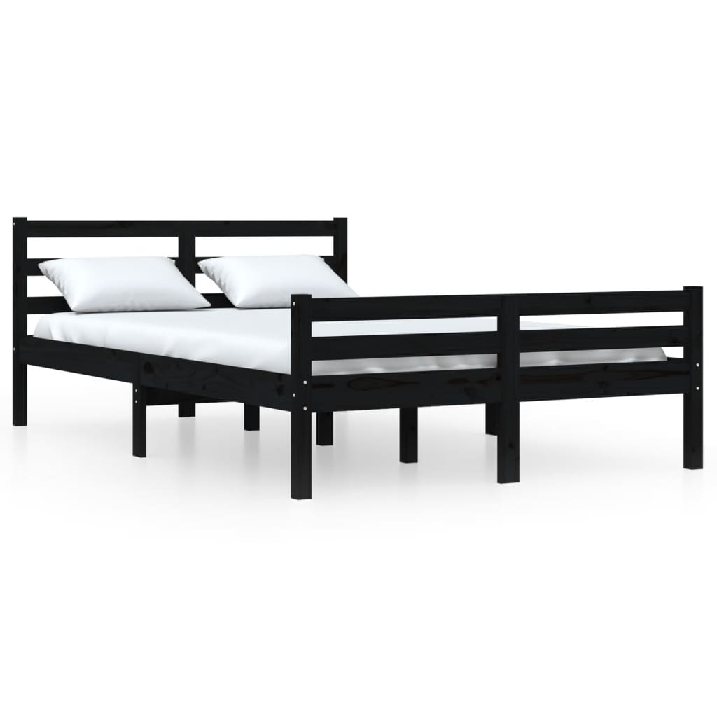vidaXL Rám postele černý masivní dřevo 120 x 190 cm Small Double