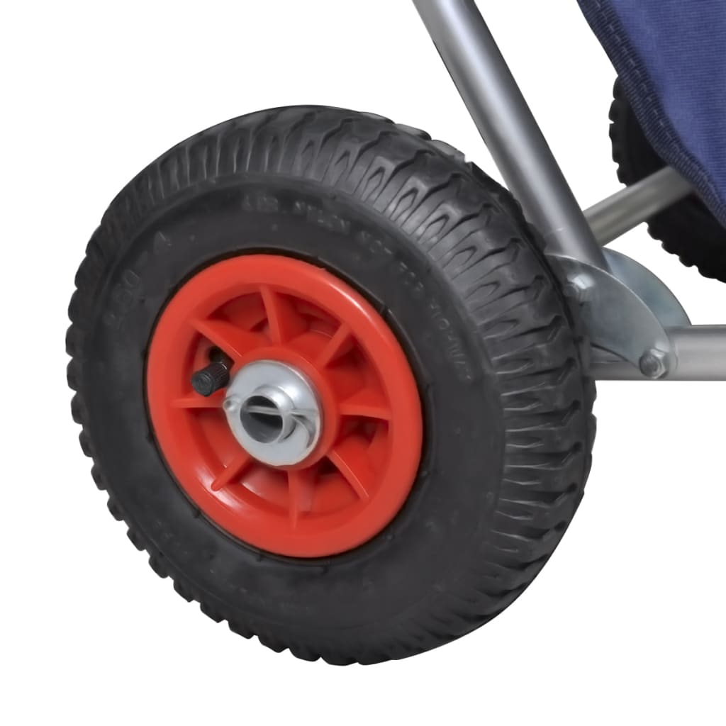 vidaXL Skládací přenosný plážový vozík s kolečky, modrý