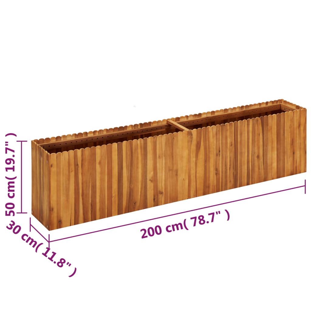 vidaXL Zahradní vyvýšený záhon 200 x 30 x 50 cm masivní akáciové dřevo
