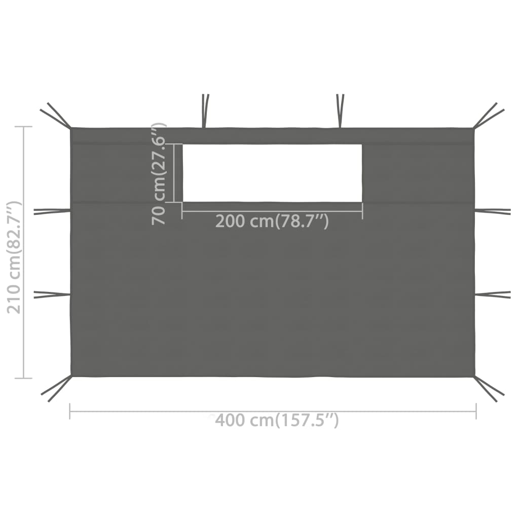 vidaXL Boční stěny k party stanu okna 2 ks 4x2,1 m antracitové 70 g/m²