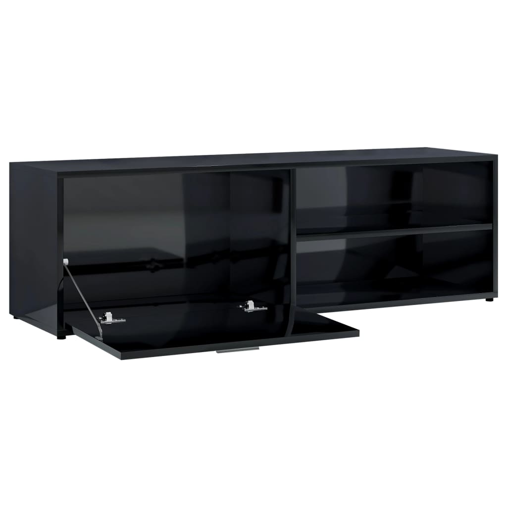 vidaXL TV stolek černý s vysokým leskem 120 x 34 x 37 cm dřevotříska