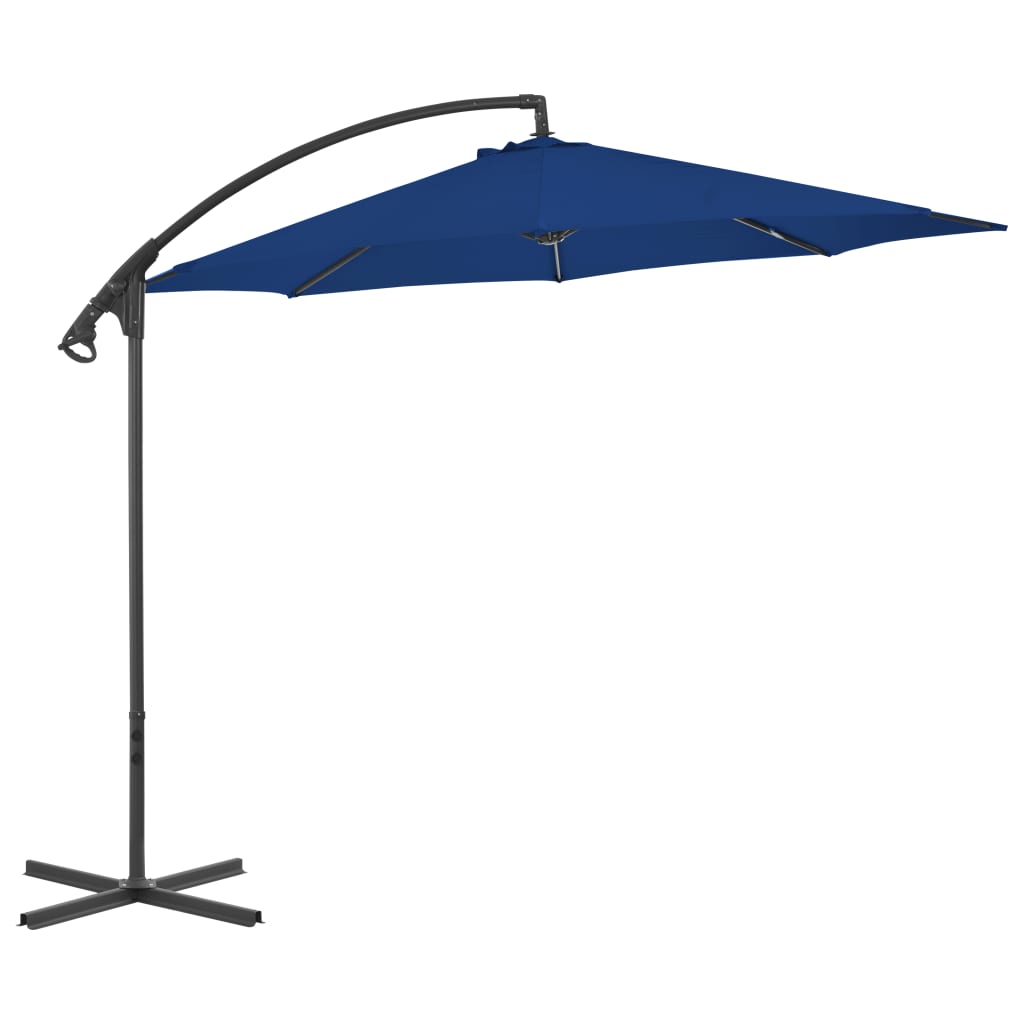 vidaXL Konzolový slunečník s ocelovou tyčí 300 cm azurově modrý