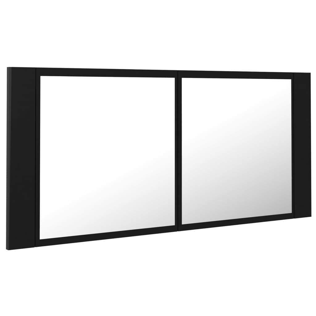 vidaXL LED koupelnová skříňka se zrcadlem černá 100 x 12 x 45 cm akryl