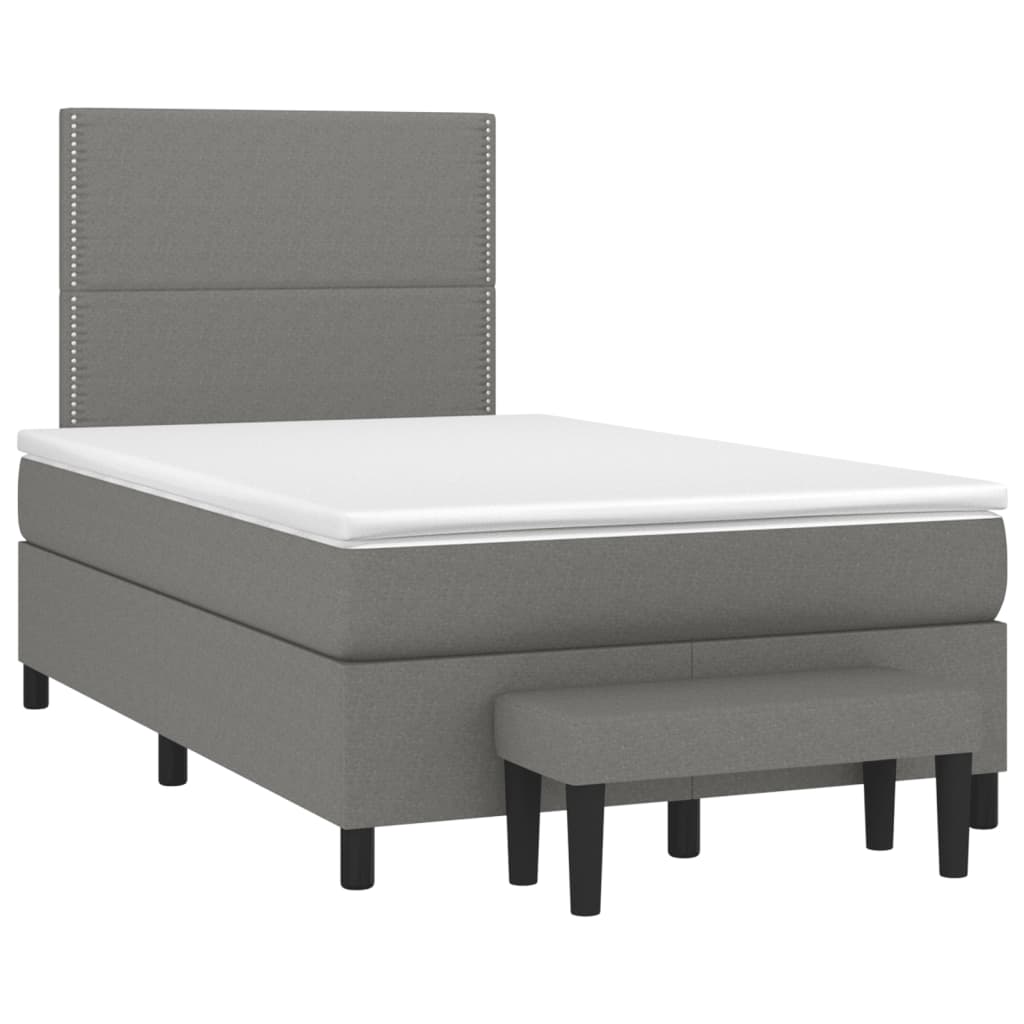 vidaXL Box spring postel s matrací tmavě šedá 120x190 cm textil