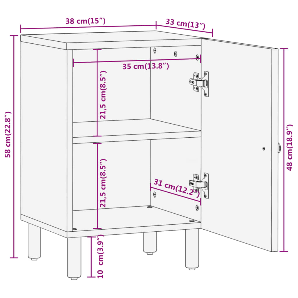 vidaXL Koupelnová skříňka 38 x 33 x 58 cm masivní mangovníkové dřevo