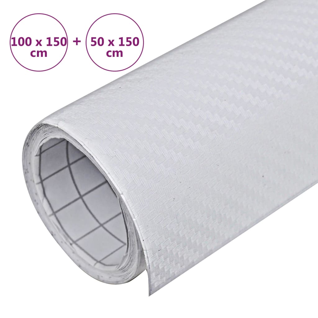 vidaXL Fólie na auto 2 ks 3D bílé 100 x 150 cm + 50 x 150 cm