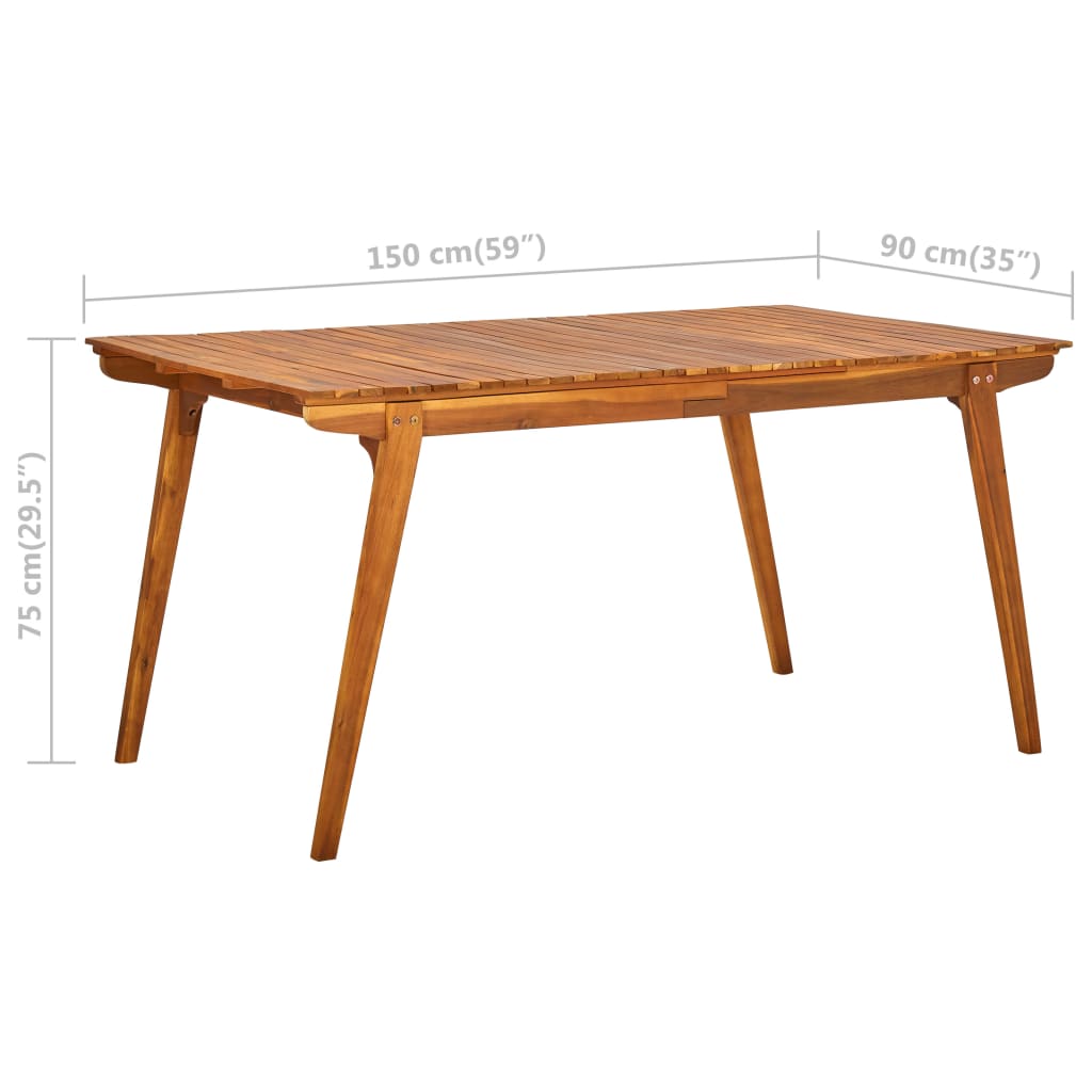 vidaXL Zahradní stůl 150 x 90 x 75 cm masivní akáciové dřevo