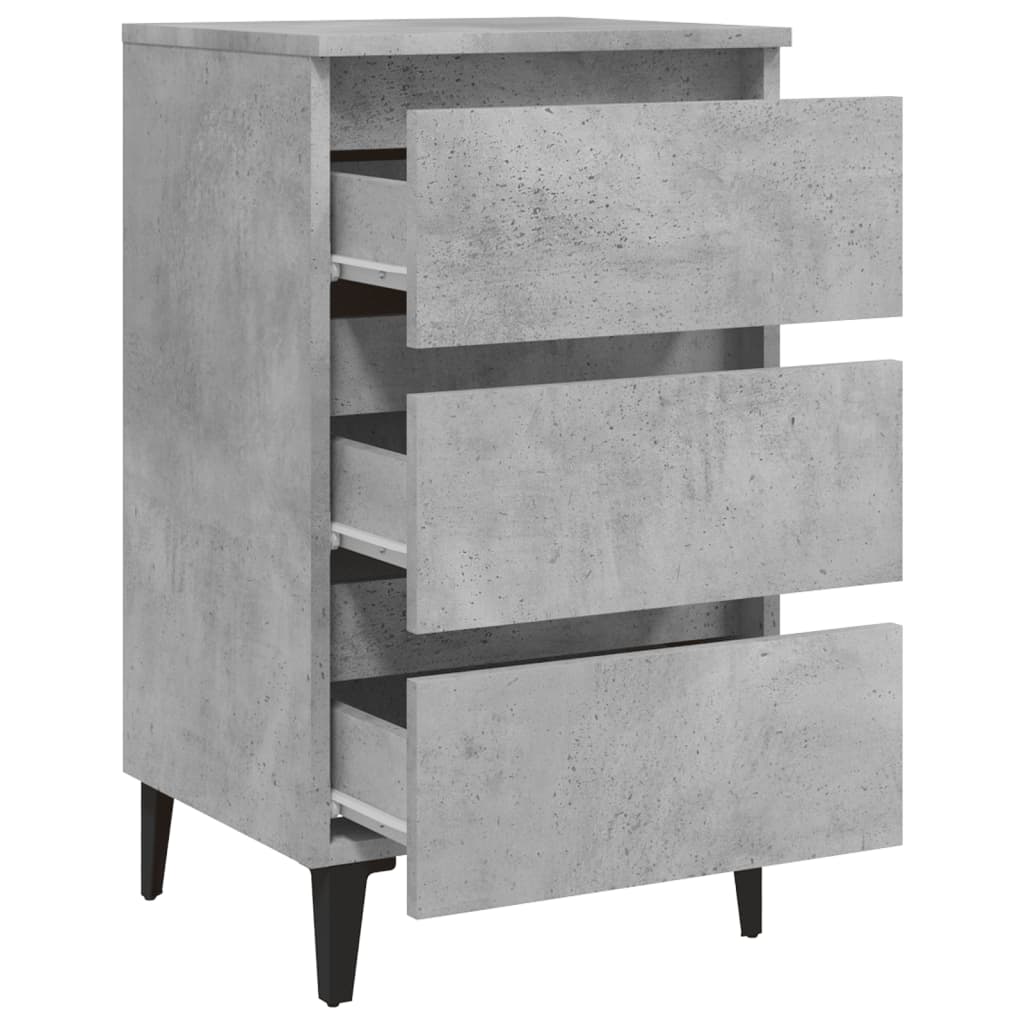 vidaXL Noční stolek s kovovými nohami betonově šedý 40 x 35 x 69 cm