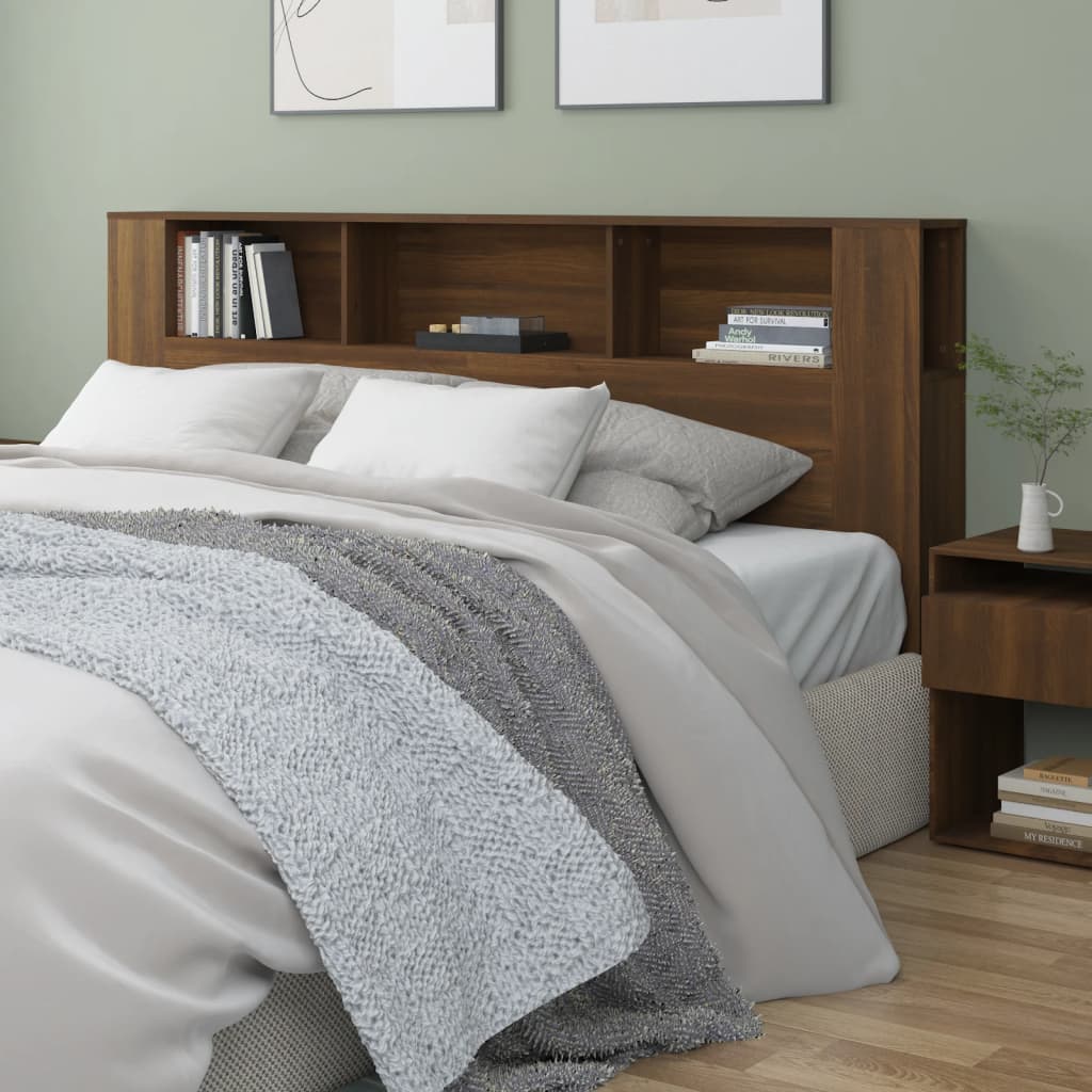 vidaXL Čelo postele s úložným prostorem hnědý dub 200x18,5x104,5 cm