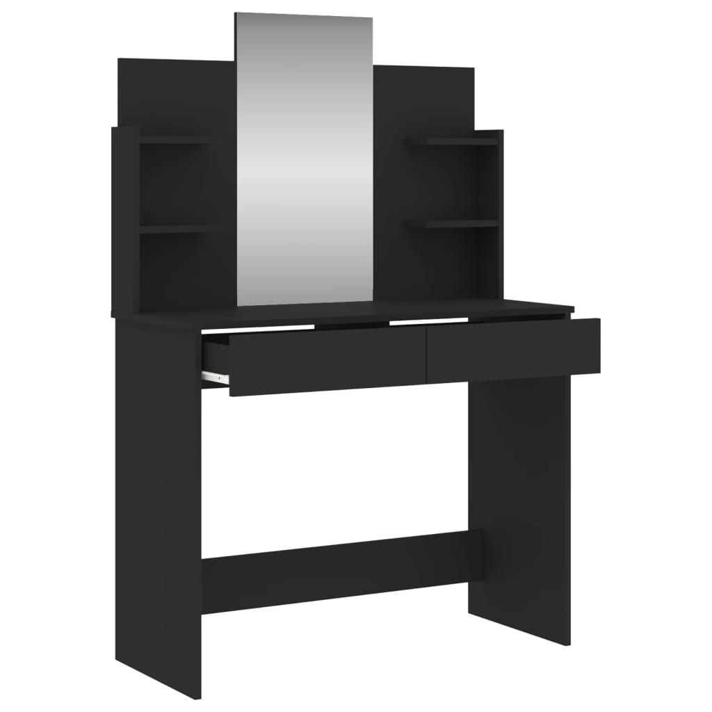 vidaXL Toaletní stolek se zrcadlem černý 96 x 39 x 142 cm