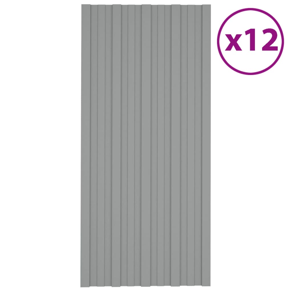 vidaXL Střešní panely 12 ks pozinkovaná ocel šedé 100 x 45 cm