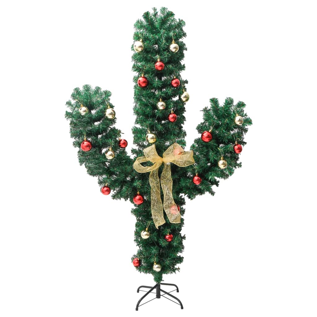 vidaXL Vánoční kaktus se stojanem a LED zelený 150 cm PVC