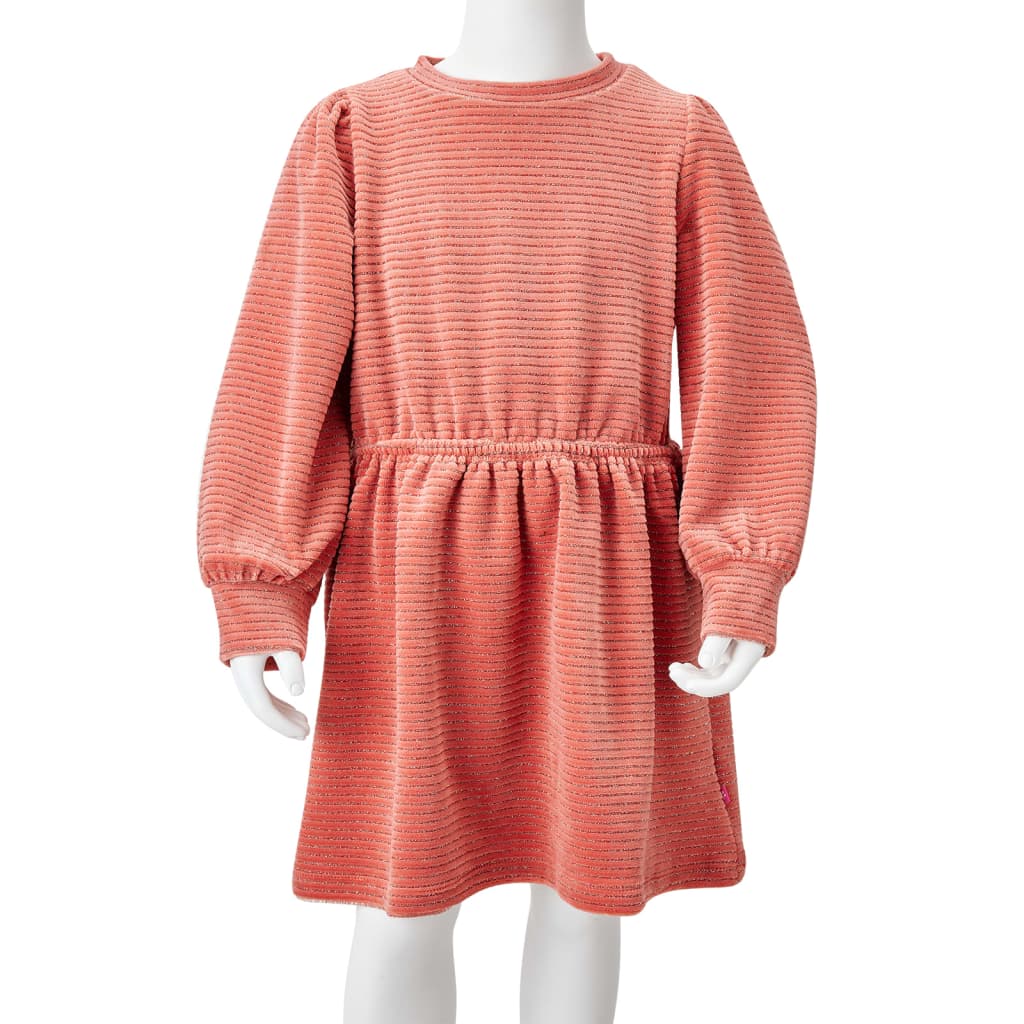 Dětské šaty s dlouhým rukávem manšestr středně růžové 92
