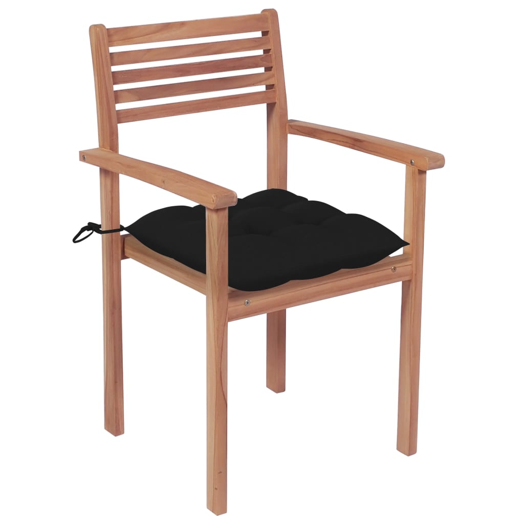 vidaXL Zahradní židle 4 ks černé podušky masivní teak