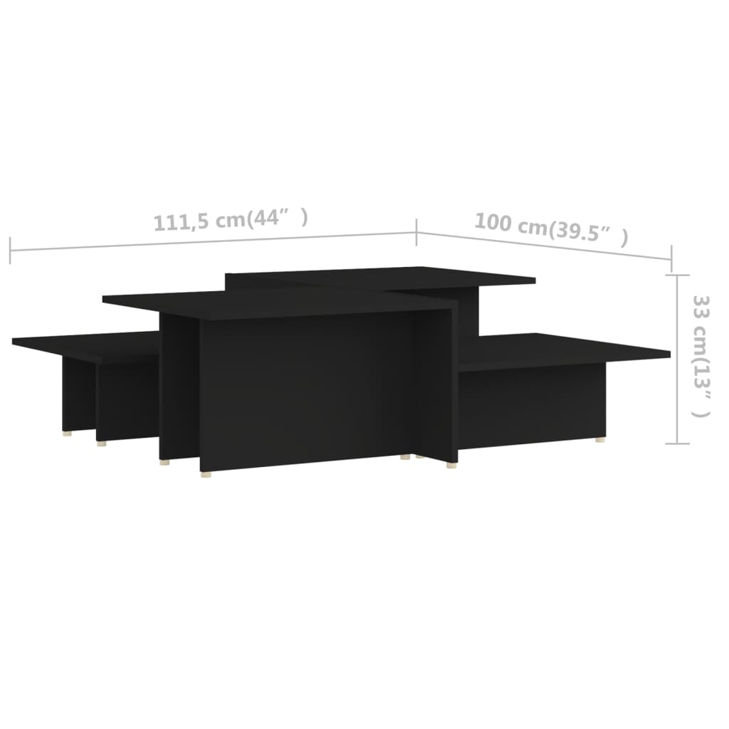vidaXL Konferenční stolky 2 ks černé 111,5 x 50 x 33 cm dřevotříska