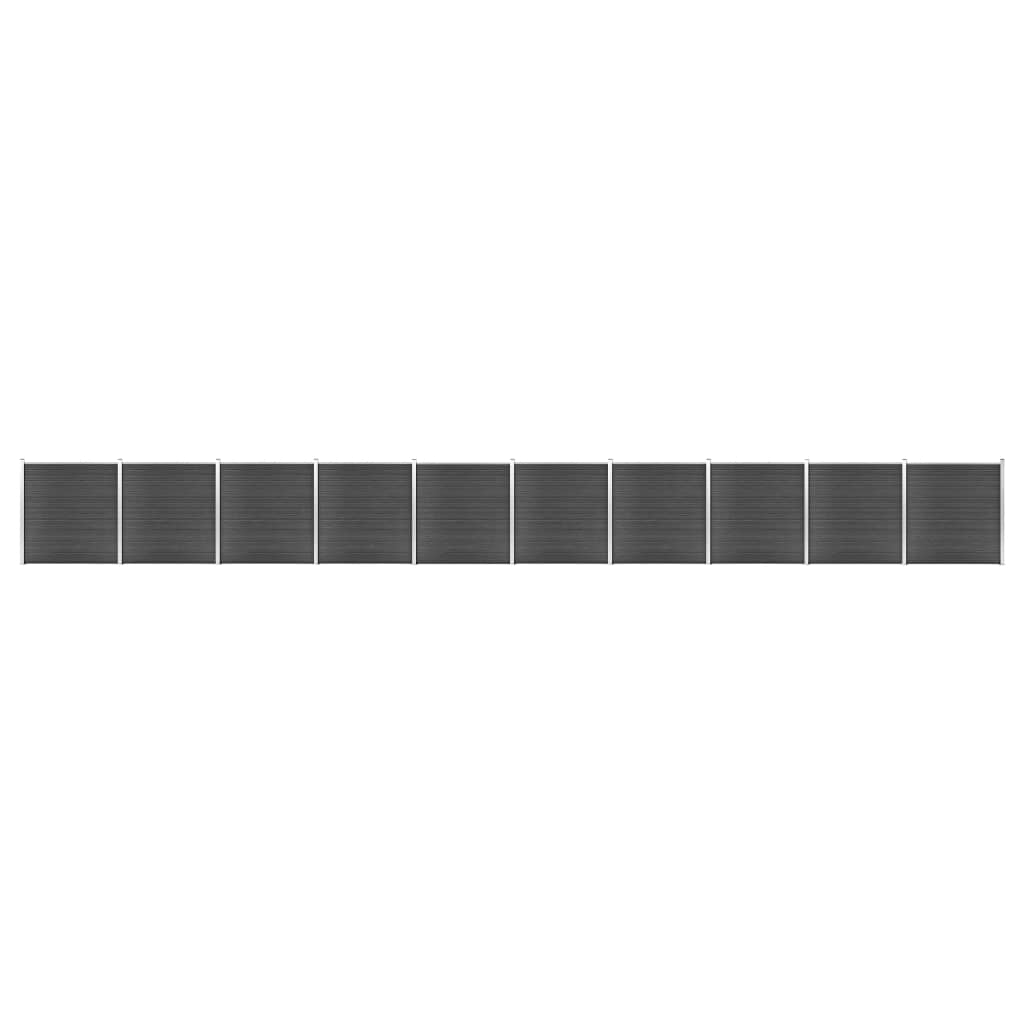 vidaXL Set plotového dílce WPC 1737 x 186 cm černý