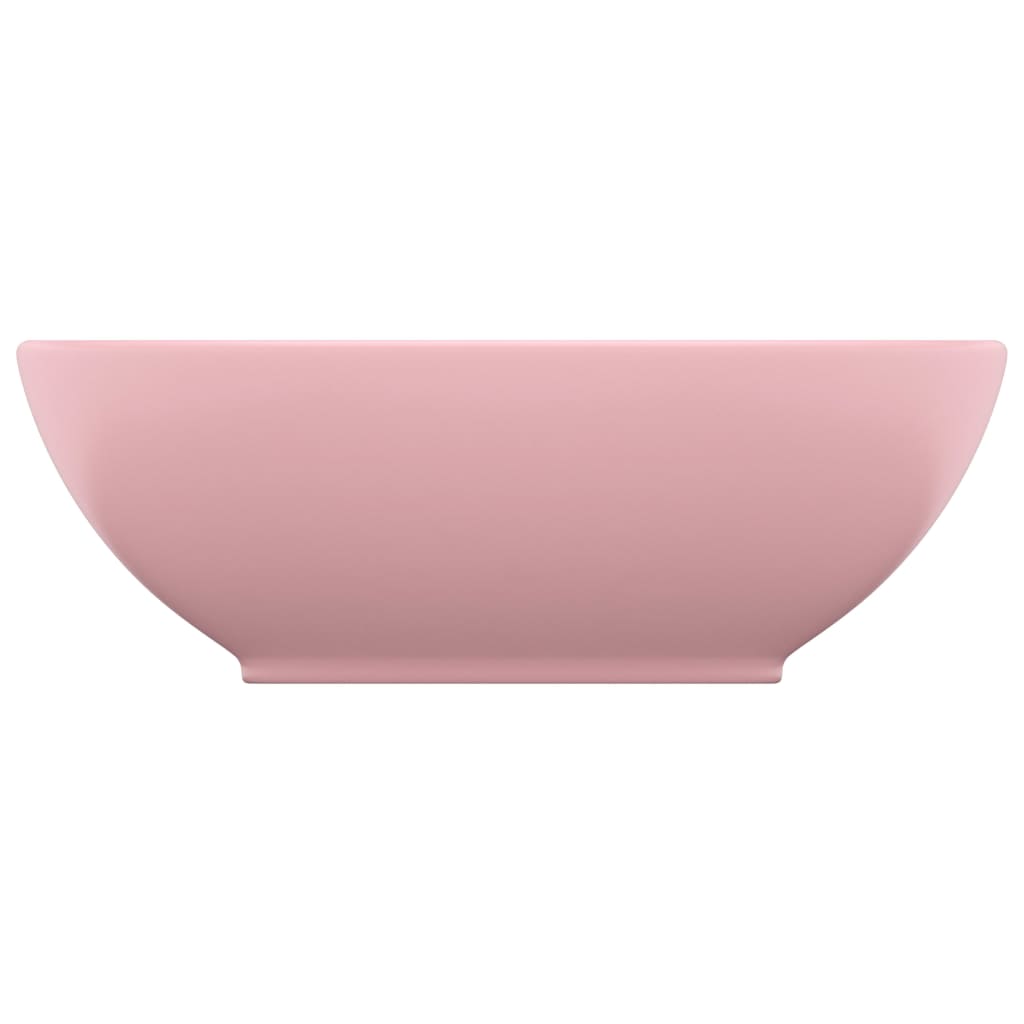 vidaXL Luxusní umyvadlo oválného tvaru matně růžové 40x33 cm keramika