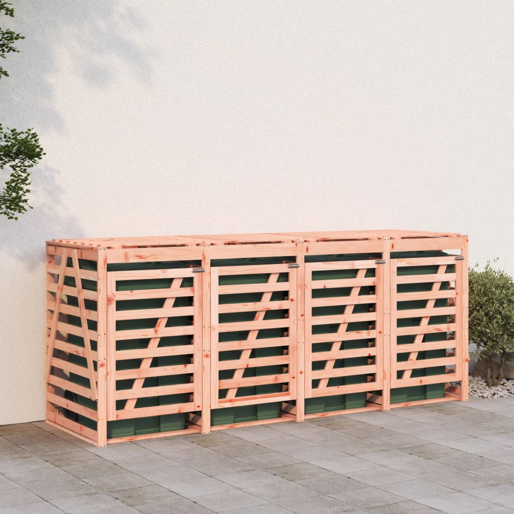 vidaXL Úložný box na čtyři popelnice masivní dřevo douglasky