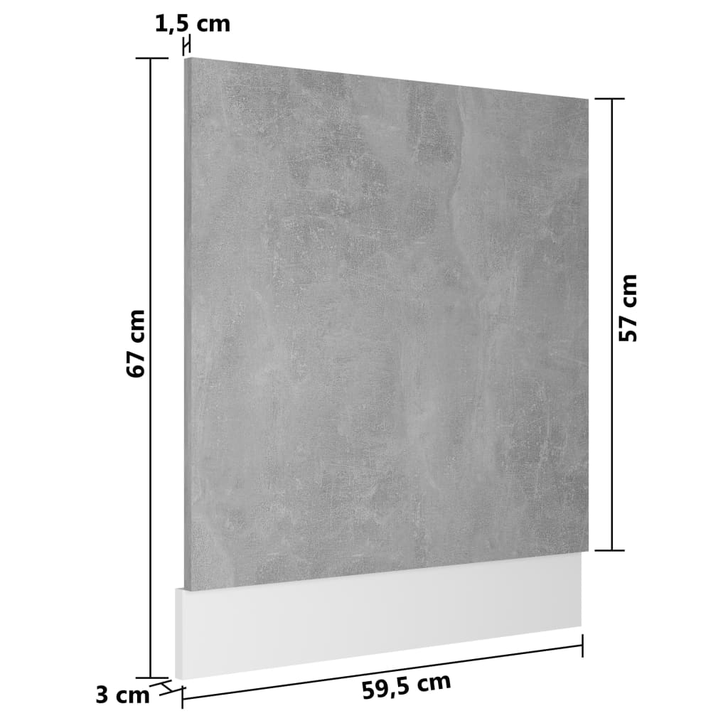 vidaXL Panel na myčku betonově šedý 59,5 x 3 x 67 cm dřevotříska