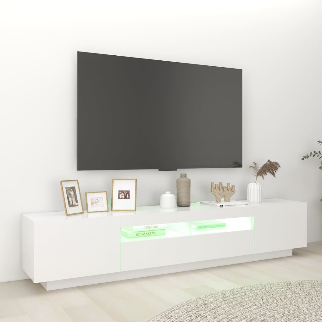 vidaXL TV skříňka s LED osvětlením bílá 200 x 35 x 40 cm