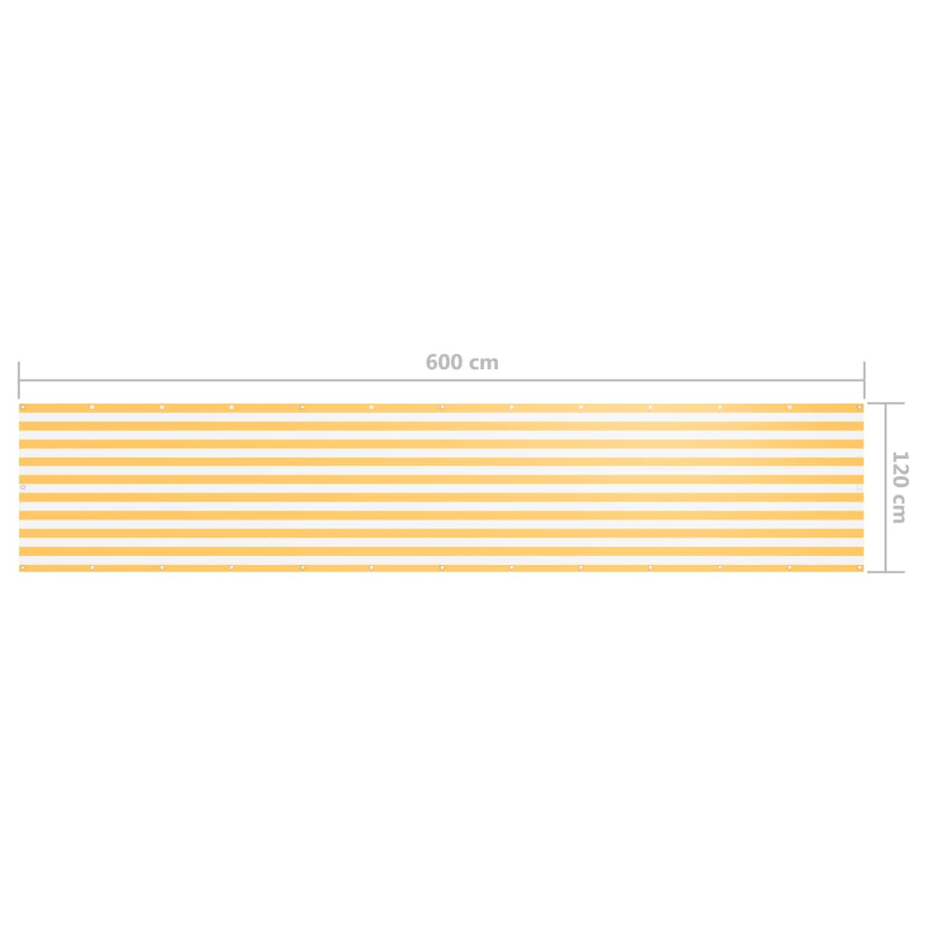 vidaXL Balkónová zástěna bílo-žlutá 120 x 600 cm oxfordská látka