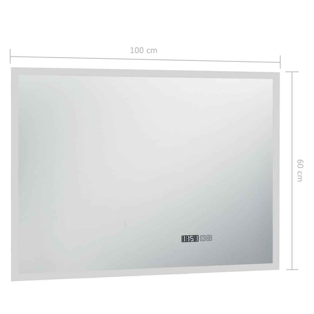 vidaXL Koupelnové LED zrcadlo dotykový senzor zobrazení času 100x60 cm