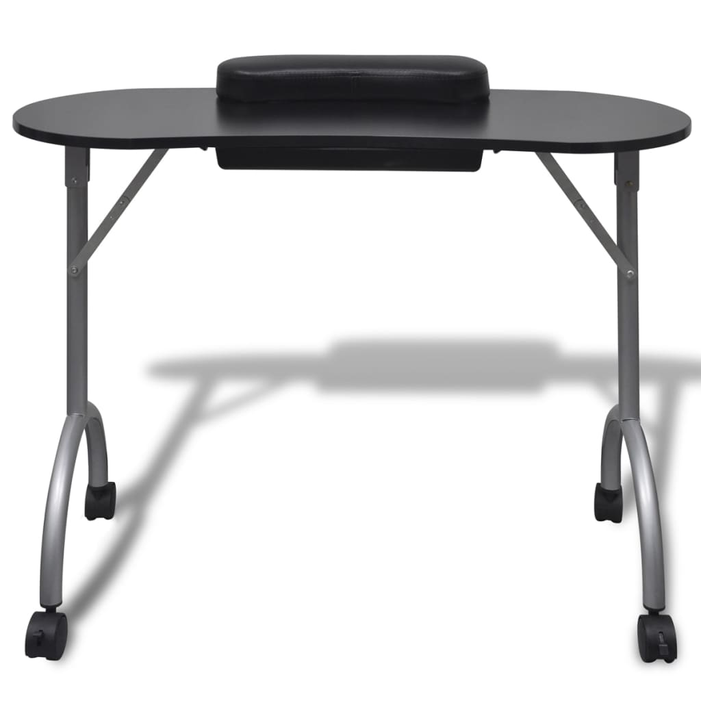 Skládací stolek na manikúru s kolečky černý