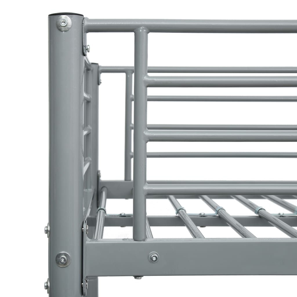 vidaXL Rám poschoďové postele šedý kov 140 x 200 / 90 x 200 cm