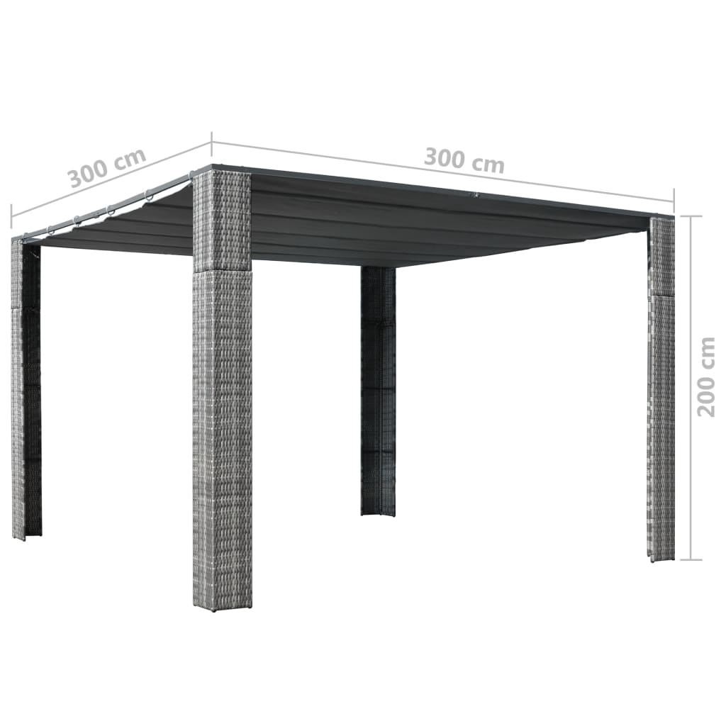 vidaXL Altán se střechou polyratan 300x300x200 cm šedý a antracitový
