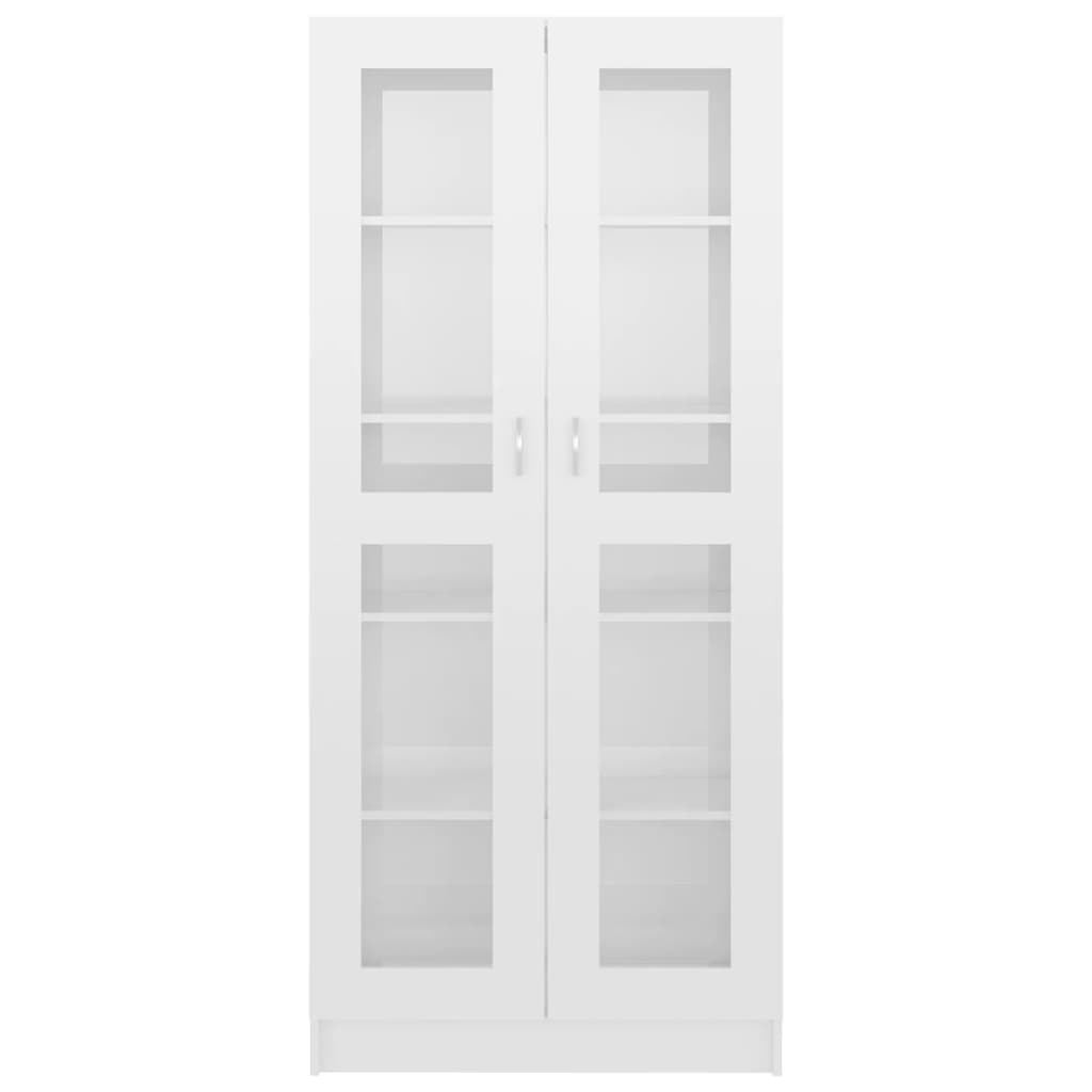 vidaXL Prosklená skříň bílá vysoký lesk 82,5x30,5x185,5 cm dřevotříska