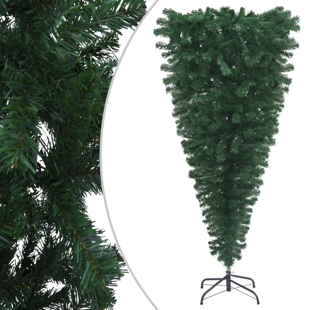 vidaXL Obrácený umělý vánoční stromek s LED osvětlením zelený 240 cm
