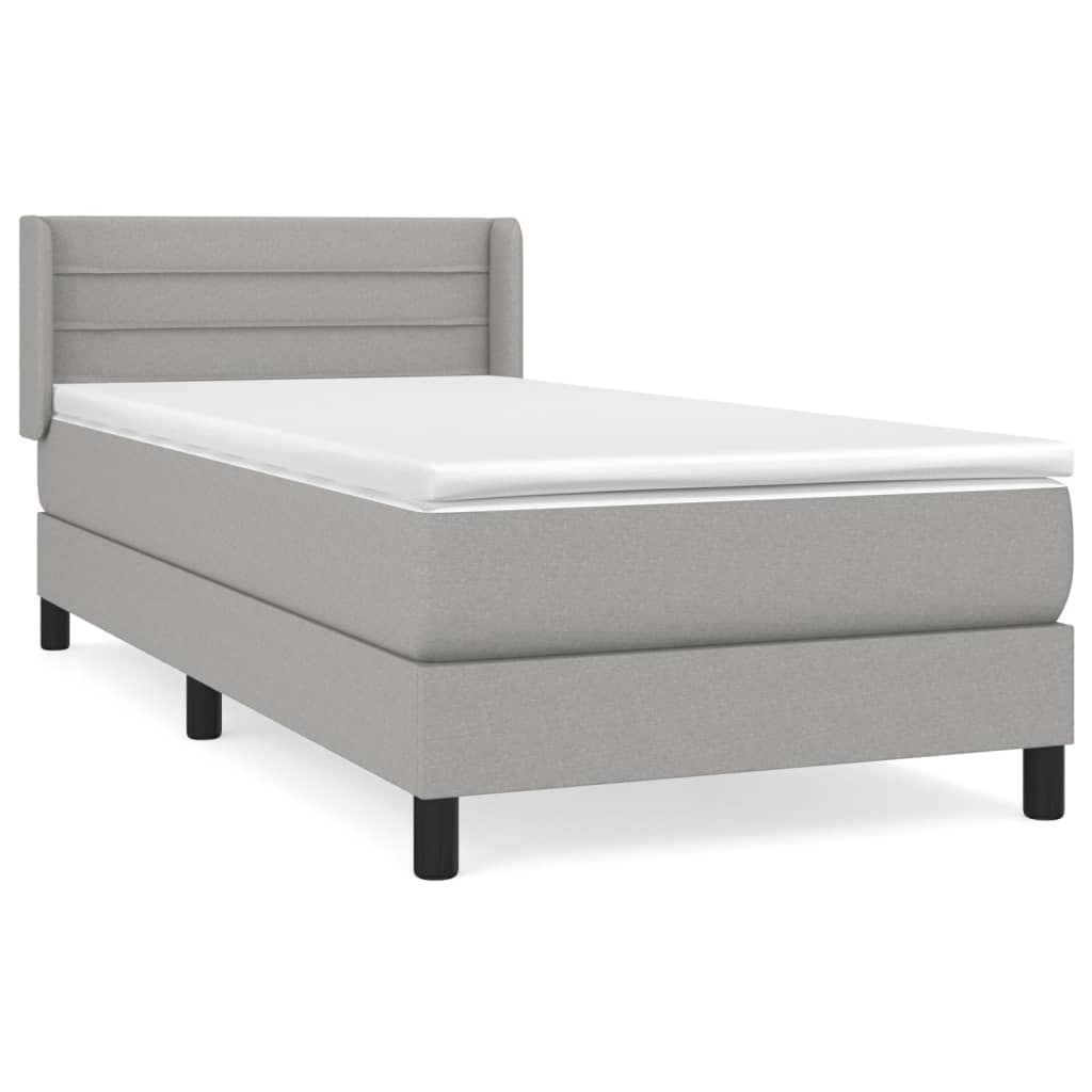 vidaXL Box spring postel s matrací světle šedá 90x200 cm textil