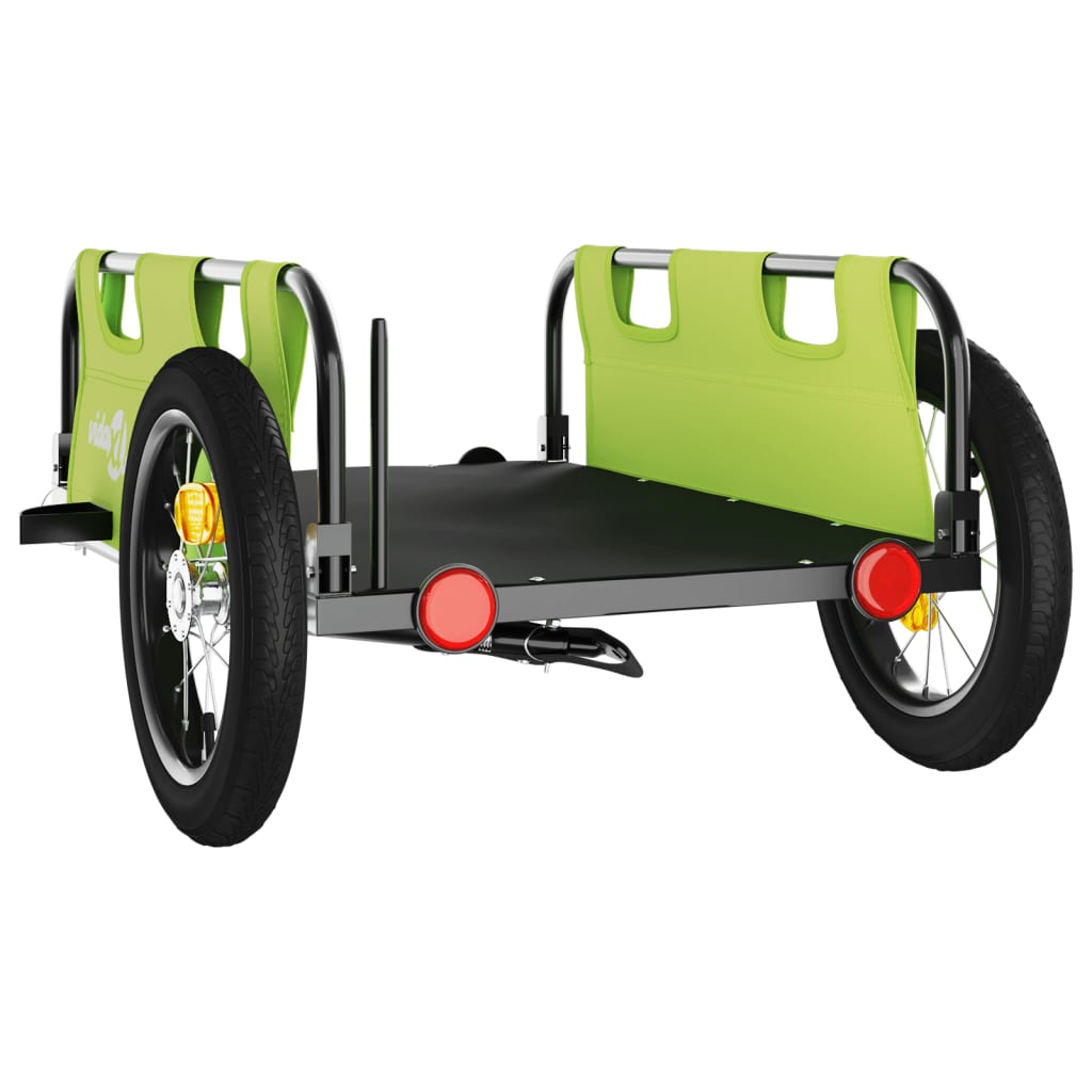 vidaXL Vozík za kolo zelený oxfordská tkanina a železo