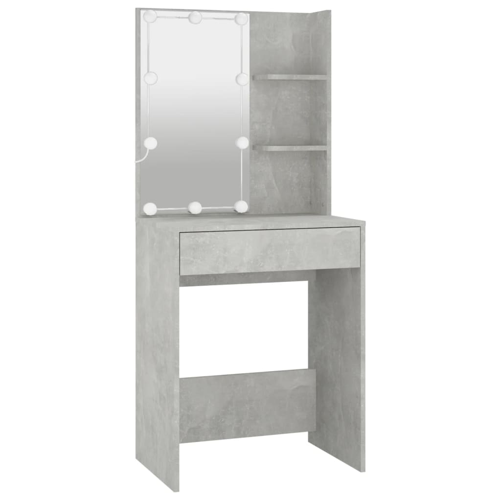 vidaXL LED toaletní stolek se 2 skříňkami betonově šedý kompozit