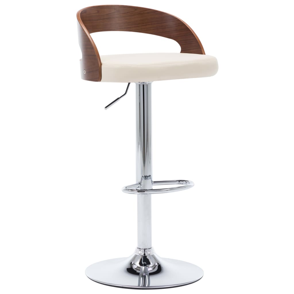 vidaXL Barové židle 2 ks krémové umělá kůže a ohýbané dřevo