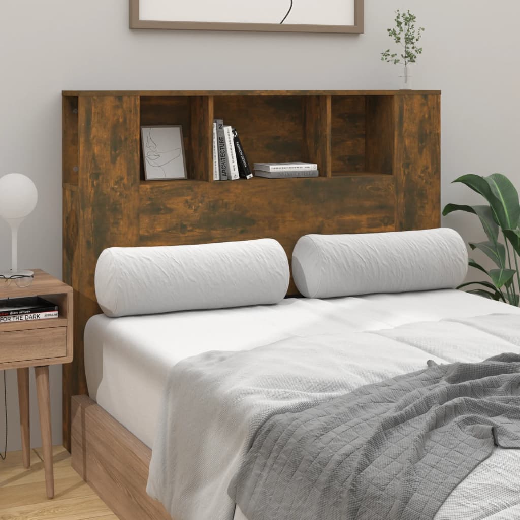 vidaXL Čelo postele s úložným prostorem kouřový dub 120x18,5x102,5 cm