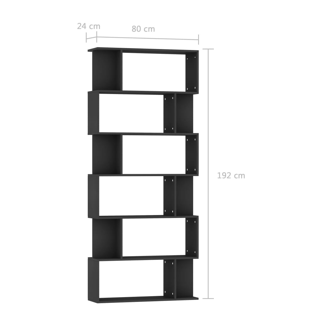 vidaXL Knihovna/zástěna do pokoje černá 80 x 24 x 192 cm dřevotříska