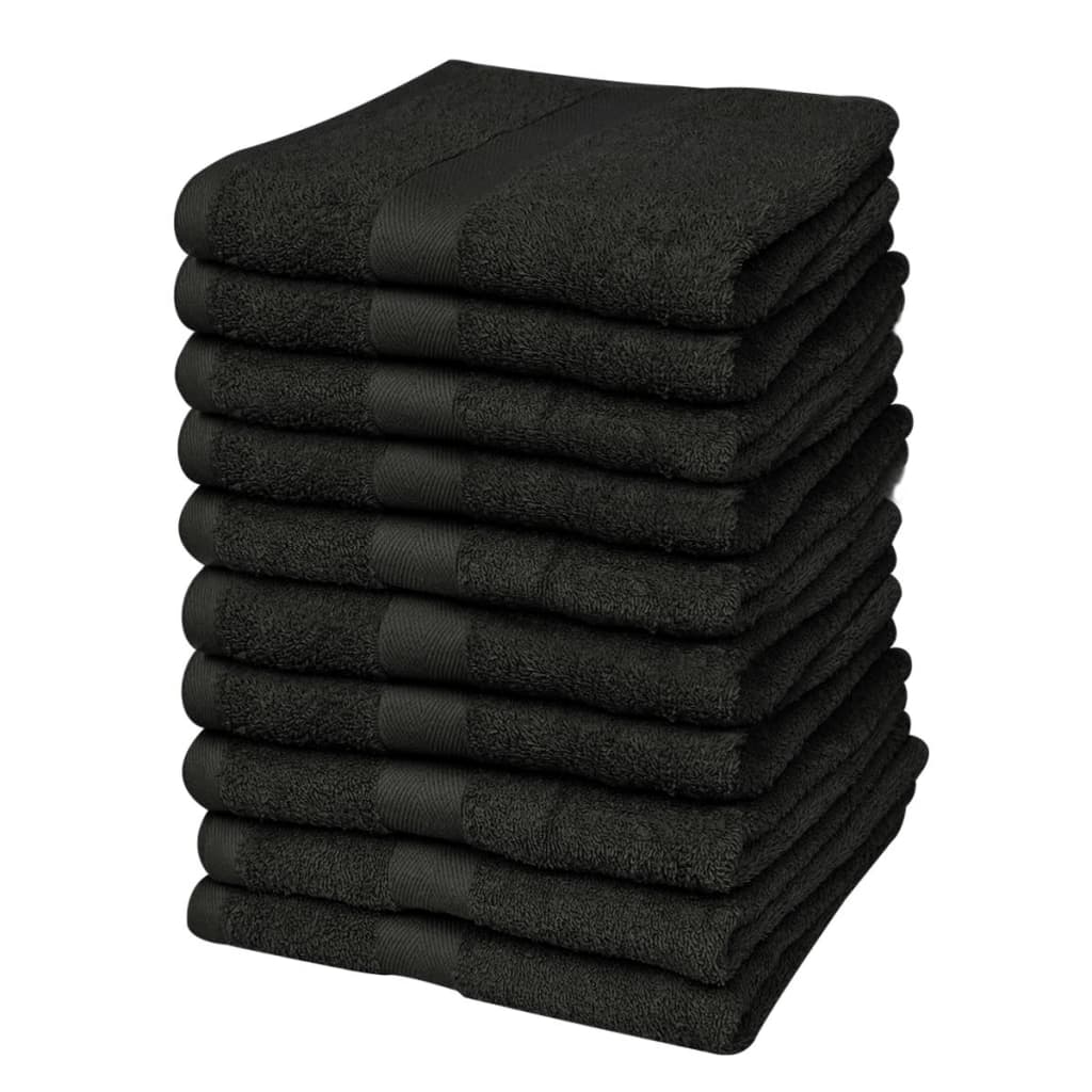 vidaXL Sada ručníků pro hosty 10 ks bavlna 500 g/m² 30x50 cm černá