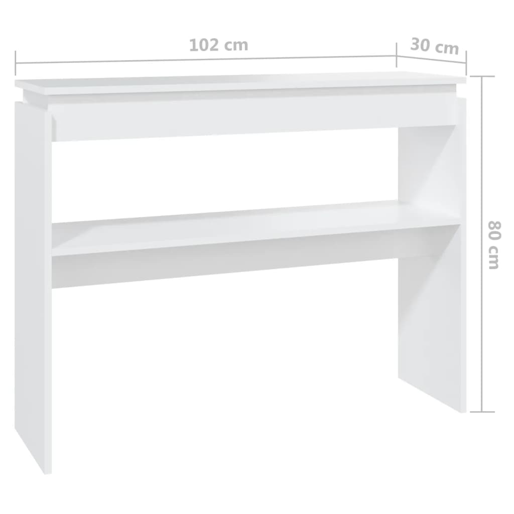 vidaXL Konzolový stolek bílý 102 x 30 x 80 cm dřevotříska