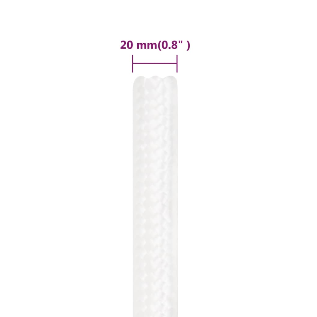 vidaXL Lodní lano celobílé 20 mm 100 m polypropylen