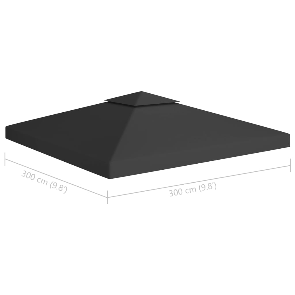 vidaXL Dvojitá střecha na altán 310 g/m² 3 x 3 m černá