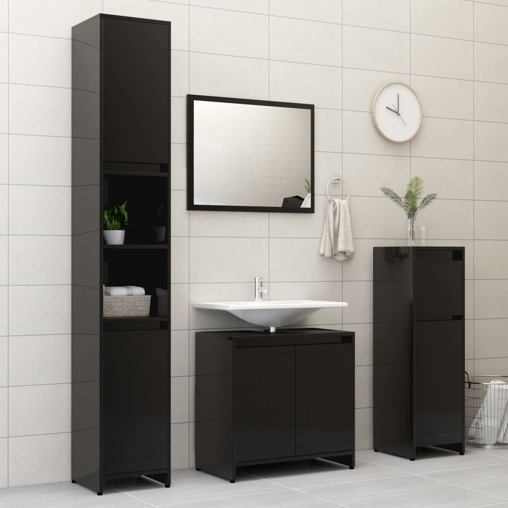 vidaXL Koupelnová skříňka černá vysoký lesk 60x33x61 cm dřevotříska