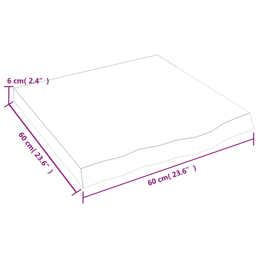 vidaXL Koupelnová deska tmavě hnědá 60x60x(2-6) cm ošetřený masiv