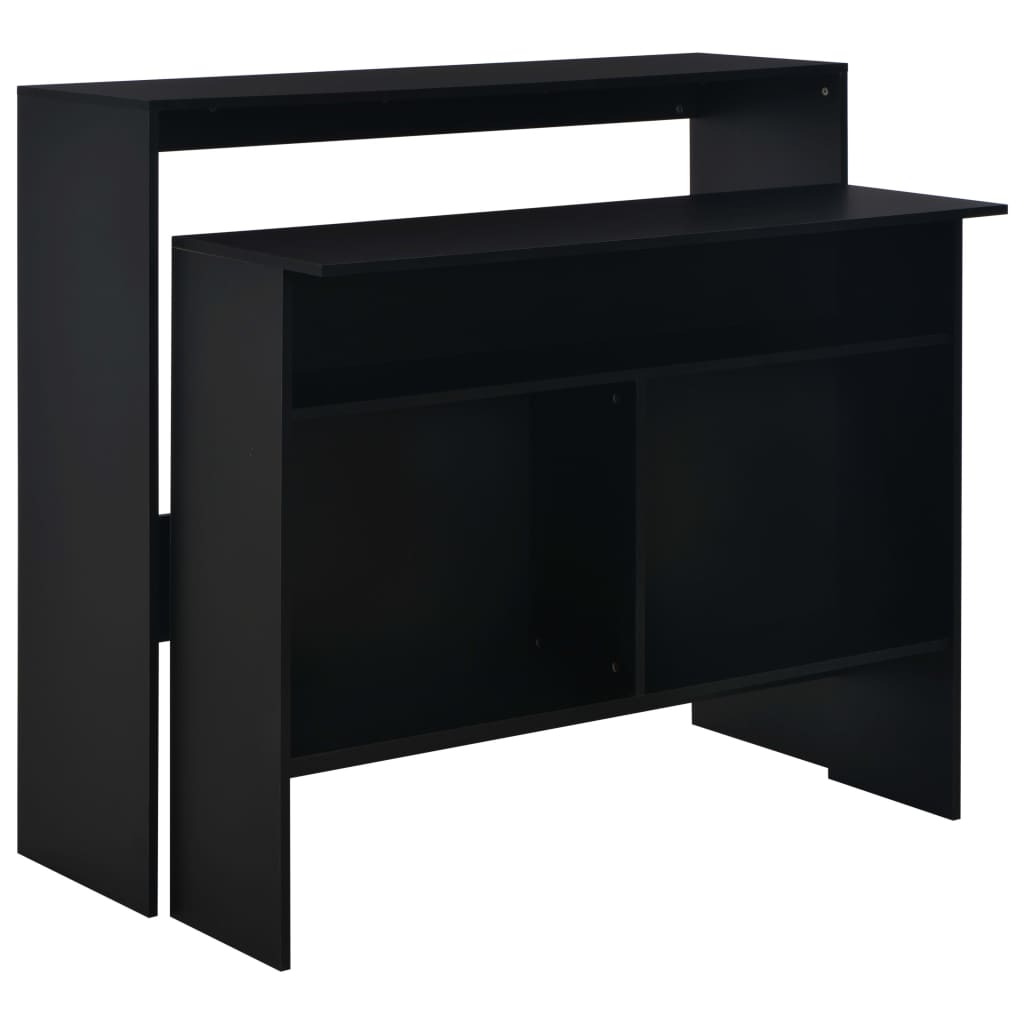 vidaXL Barový stůl se 2 stolními deskami černý 130 x 40 x 120 cm