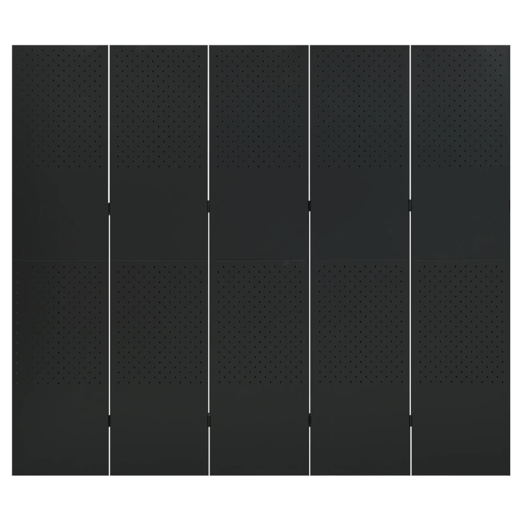 vidaXL 5dílný paraván černý 200 x 180 cm ocel