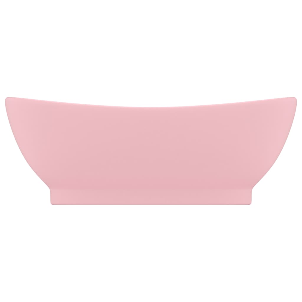 vidaXL Luxusní umyvadlo přepad oválné matné růžové 58,5x39 cm keramika
