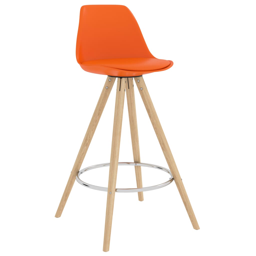 vidaXL Barové stoličky 4 ks oranžové PP a masivní bukové dřevo